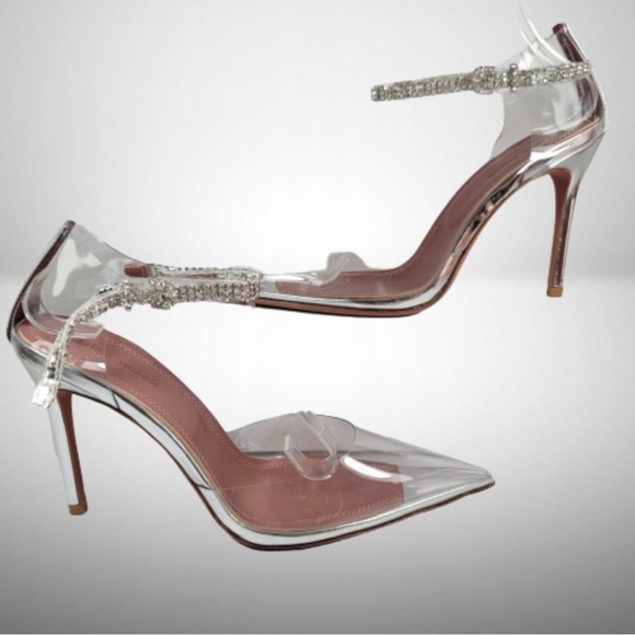 Amina Muaddi Ursina Embellished Transparent Pumps size 38 📌USED - Picture 7 of 7